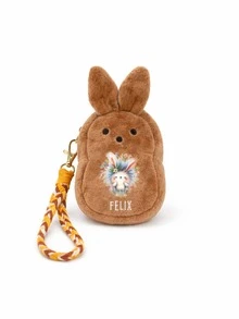 1 Pc Custom Name Floral Alphabet Bunny Wallet, Rabbit Plush Coin Purse With Wristband, Easter Basket Filler, Easter Gift - Multicolor - View 15