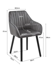 Goeurvant Modern Vertical-Stripe Upholstered Dining Chairs With Armrests And Solid Wood Legs For Dining Room, Kitchen, Living Room - Set Of 2 / Set Of 4 / Set Of 6 - Dark Grey - Dark Grey - View 11