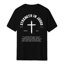 Christian Jesus Faith Overcomes Fear Bible Scripture Short Sleeve Men's Fabric Street Fashion T-Shirt Casual Street Sports Shirt Cyberpunk Style Fashion Summer 202 Men's Top Short Sleeves - 黑色 - 查看 5