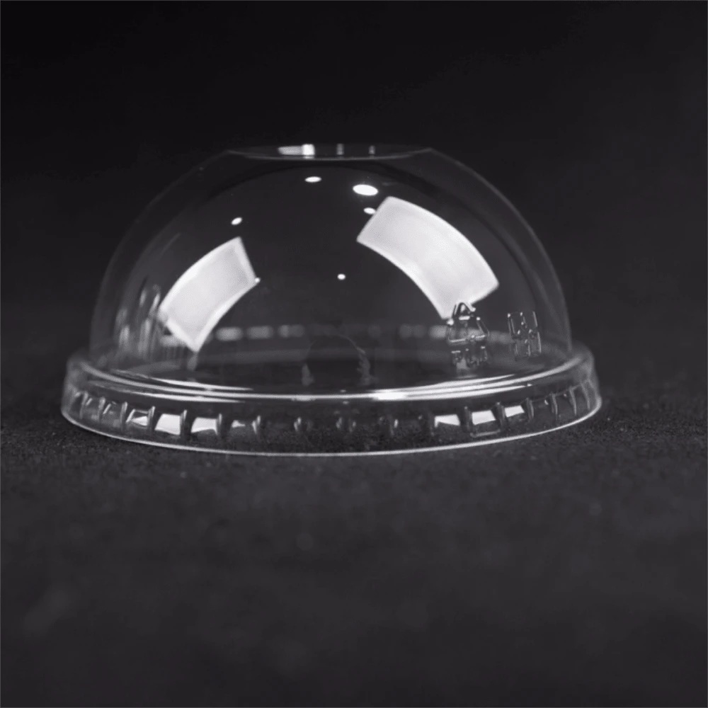 90mm PLA 平盖/圆顶透明加厚一次性纸杯盖，适用于奶茶、汽水、塑料杯、咖啡杯 - 透明拱蓋 - 查看 1