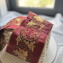 Traditional Chinese Embroidered Lace Trim, Auspicious Cloud Pattern, DIY Clothing Accessory - Claret - View 5