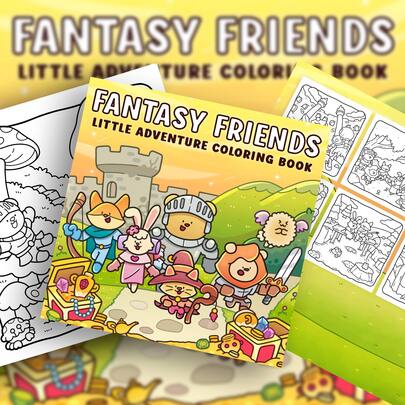 40 Pages - 180gsm, A Fantasy Adventure Coloring Book, Thick Paper, Soft And Cute Style, Includes Knight And Pet + Castle Adventure Scenes, Line Drawing Coloring, Rich In Layers, Suitable For Children's Coloring + Stress Relief + Parent-Child Interaction, An Educational Picture Book For Children, A Suitable Gift For Girls, Valentine's Day, New Year Gift.