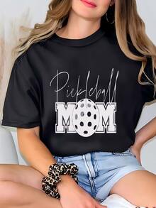 Pickleball Mamá Transferencias Dtf, Regalo Divertido Mamá, Mamá Deporte, Diseño Pickleball, Listo Para Presionar Transferencias Dtf Camiseta - Negro - Ver 2