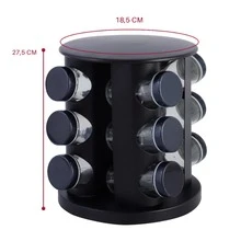 12-Jar Rotating Spice Rack, Black - Black - View 6