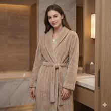 Corttex Microfiber Bathrobe - Premium Comfort And High Absorption - Warm And Super Soft Bathrobe - Óxido marrón - Ver 1