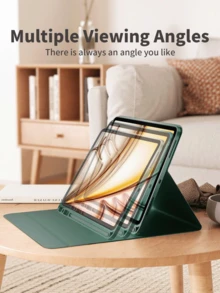 适用于三星 Galaxy Tab、Pad SE 的可拆卸无线蓝牙键盘保护套，带笔槽 - 超薄轻巧支架保护套（深绿色） - 墨綠色 - 查看 6