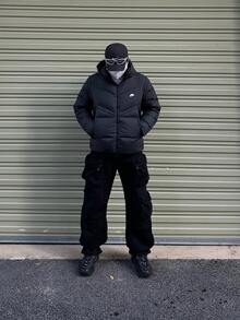 Chaqueta con capucha con bolsillo con cremallera impresa WINDRUNNER de Nike, para hombres, color negro - Negro - Ver 6