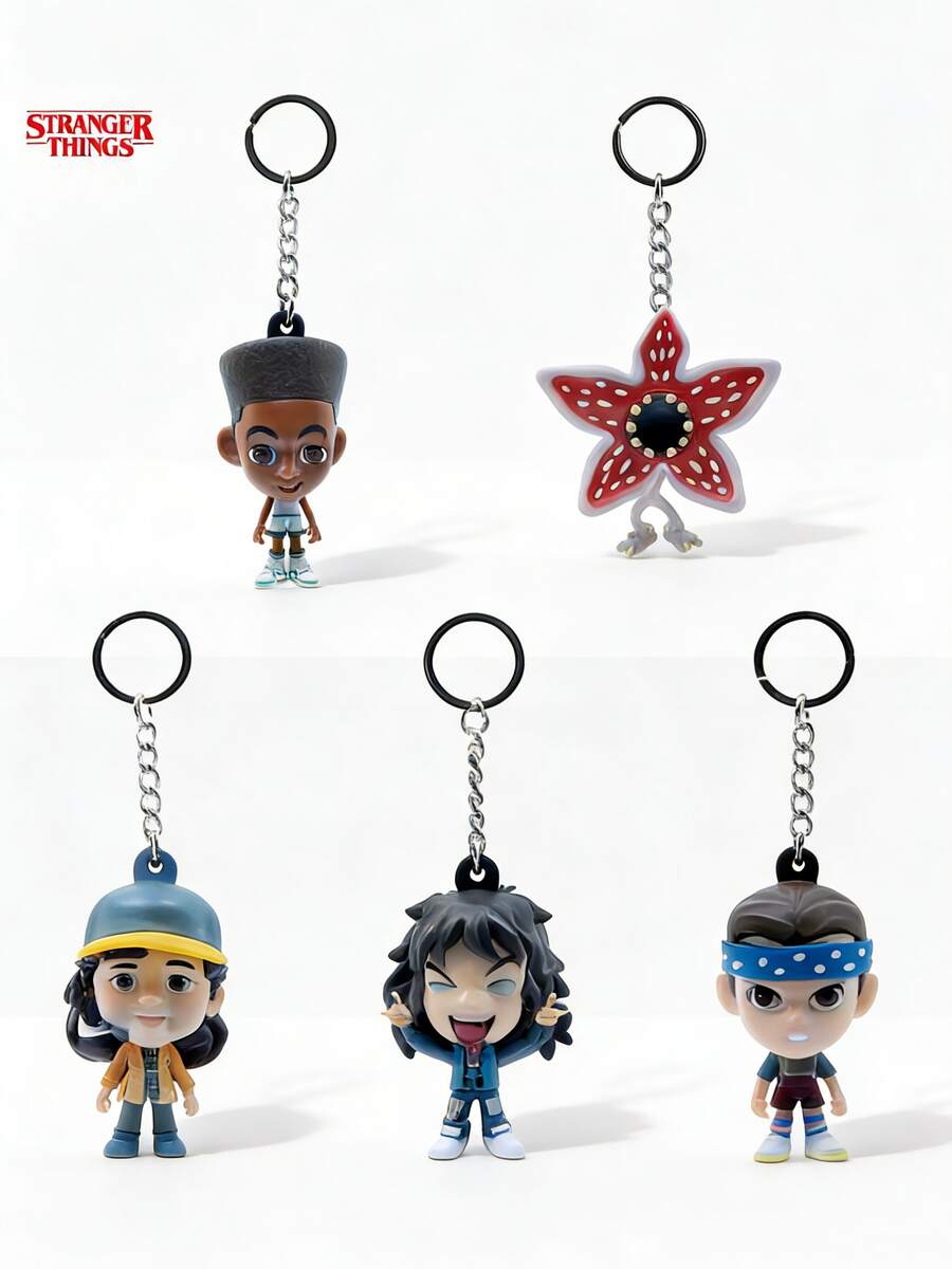 1 buah Gantungan Kunci Figur 3D Stranger Things Berlisensi Resmi Netflix, Gantungan Kunci Karakter Mini Koleksi yang Menampilkan Eleven, Eddie Munson, Lucas Sinclair, Robin Buckley & Demogorgon, Dekorasi Meja Bergaya Anime & Gantungan Kunci, Hadiah Liburan Sempurna untuk Teman & Penggemar - MultiWarna - View 1