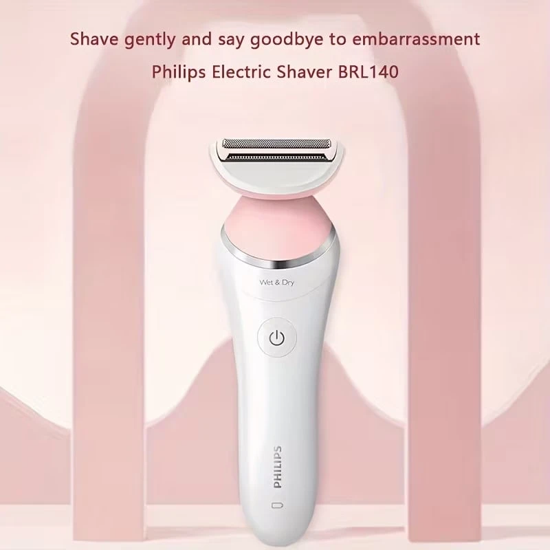 PHILIPS 飞利浦 BRL146/80 女士电动剃毛器，浮动刀网，S 型手柄，干湿两用，40 分钟续航，USB 充电，IPX7 防水，女士比基尼修剪器 - 粉色 - 查看 1