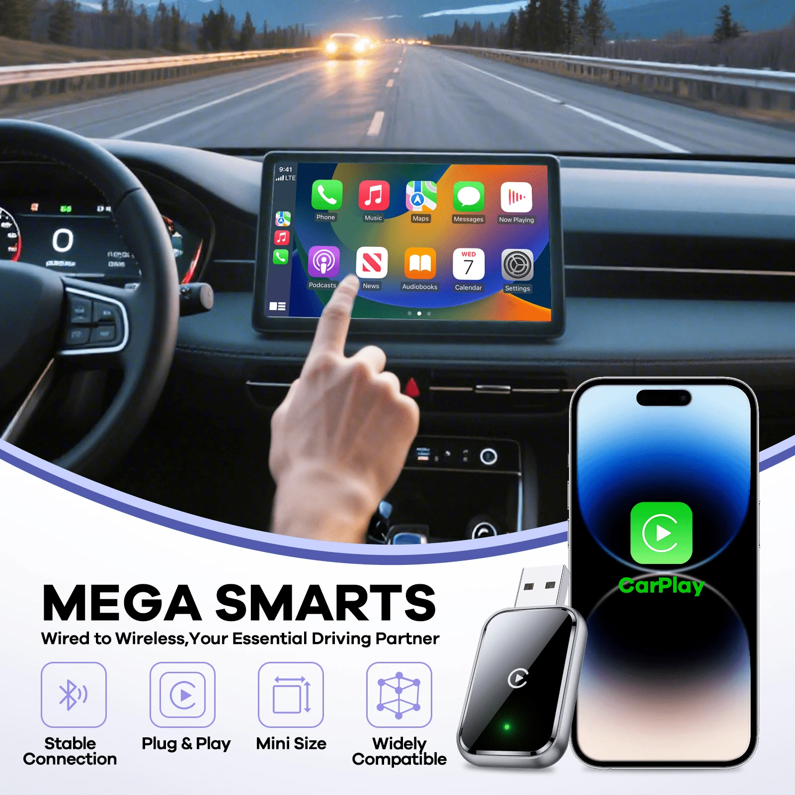 REMAX 无线 CarPlay 适配器,兼容 Apple CarPlay,轻松将有线 CarPlay 升级为无线 CarPlay,即时连接,自动重连,超迷你 CarPlay 适配器,兼容 iPhone,适用于内置 CarPlay 的汽车,超迷你尺寸汽车配件,超级实用的汽车用品 - KY-4193 - 查看 1