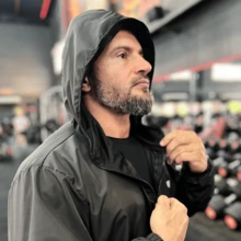 Men's Waterproof Windbreaker Jacket With Hood - Black - View 7