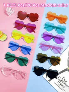 20个透明心形派对眼镜，节日庆典装饰眼镜，男女通用心形连体眼镜，可作拍照道具（颜色随机） - 彩色 - 查看 17