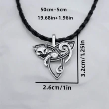 1 pieza Collar con colgante de zorro vintage bohemio incrustado con piedra lunar, accesorio de joyería personalizada de moda como regalo para mujeres - Plata antigua - Ver 4