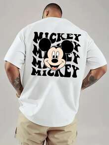 T-shirt homme Disney, série Mickey Mouse avec imprimés avant et arrière, col rond, confortable et décontracté, respirant et léger, convient aux sports et à la tenue décontractée, et parfait comme cadeau de fête. - Blanc - Voir 2