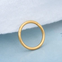 1pc G23 Titanium Hinged Nose Ring, 18G/16G Nose Septum Ring, Body Piercing Jewelry, Ear Cartilage Hoop - Gold - View 10
