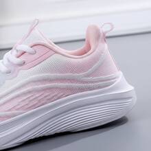 Tenis de mujer casuales y deportivos, zapatillas de malla transpirable con suela de goma suave, zapatos para mujer cómodos y ligeros para correr, tenis para mujeres con cordones y plataforma de estilo moderno y elegante, calzado deportivo con amortiguación y suela flexible de alta calidad. - Rosa - Ver 9