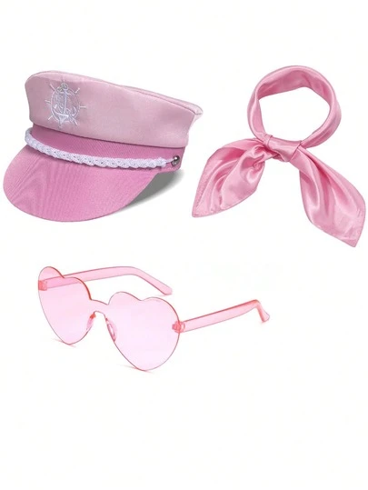 1pc (Valentine's Day Party) Embroidered Party Costume Hat Series, Snap Closure Sailor Cap, Flat Top Military Cap, Sailor Hat, Unisex Uniform Adult Yacht Party Captain Hat