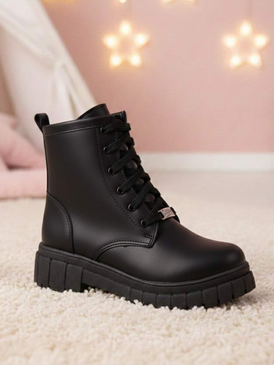 Domidona Women's Children's Ankle Boots, Elegant And Comfortable, Fashionable Winter High-Top Tractor Boots - 黑色 - 查看 1