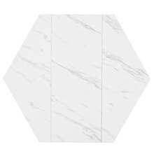 Five-Piece Table And Chair Set: Modern Hexagonal Marble Dining Table + 4 Black Velvet Dining Chairs For A Warm And Modern Dining Room Atmosphere, Gold Table Legs - C - View 10