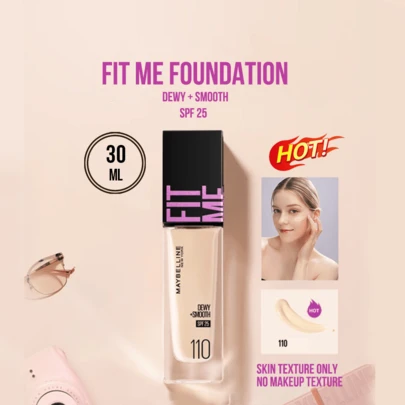 Maybelline Philter 柔滑粉底液 SPF 25 #110 黄调白皙肤色，5/30ml，24 小时保湿，10 秒快速上妆，三效合一，自然妆效，持久滋养，三步轻松上妆，专为黄调白皙干性肌肤配制，打造无瑕日常妆容