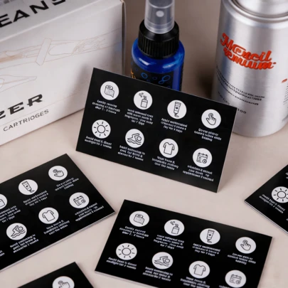 50/100 印刷护理说明卡 - 双面设计，5.08x8.89 厘米哑光名片尺寸，用于纹身清洁和护理，黑白大理石纹图案 - 适用于半永久、永久、临时纹身、纹身培训、为学员和客户提供现场服务