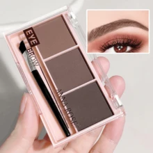Paleta de polvos para cejas multifunción amigable para principiantes, cejas 3D naturales, sombra de nariz y ojos, uso diario, opciones de 3 colores para Navidad - Multicolor - Ver 2