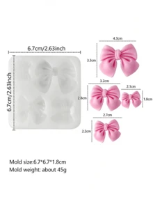 1pc Silicone Candy Mold, Cute Bow Design DIY Fondant Mold For Kitchen - White - View 16