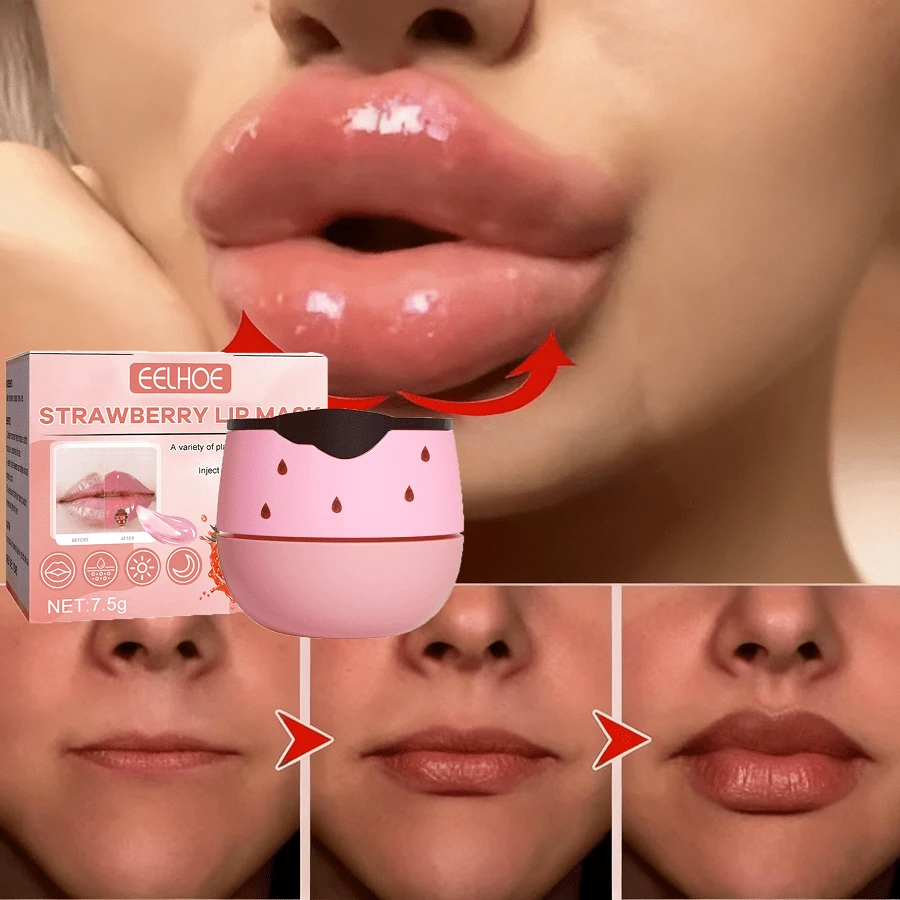 7.5g,Strawberry Lip Balm, Deeply Moisturizing, Quickly Exfoliating, Improving Dull Lip Color, Enhancing Complexion, Soft, Delicate, Light And Non-Greasy, Reducing Lip Wrinkles - Strawberry - Xem 1