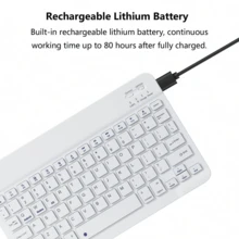 蓝牙键鼠套装，含鼠标垫、便携式无线键盘（150mAh），兼容三星平板电脑、苹果iPad（iOS 13及以上版本）、安卓智能手机、Windows系统（白色） - 白色 - 查看 6