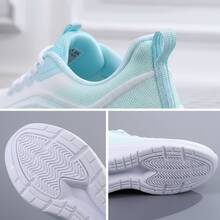 Tenis de mujer casuales y deportivos, zapatillas de malla transpirable con suela de goma suave, zapatos para mujer cómodos y ligeros para correr, tenis para mujeres con cordones y plataforma de estilo moderno y elegante, calzado deportivo con amortiguación y suela flexible de alta calidad. - Verde - Ver 9
