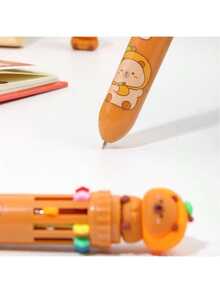 2 piezas Bolígrafos de punta de bola de 10 colores con diseño de Capibara adorable, bolígrafos retráctiles multicolor creativos para estudiantes, diario, patrones y colores surtidos coloridos - Dibujos animados - Ver 4