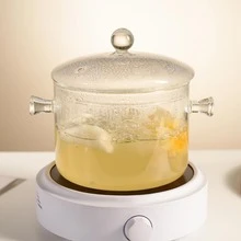 1pcs 1.5L/ 50oz Clear Glass Simmer Pot For Stove Potpourri Cooking Saucepan With Cover Cookware Set Heat-Resistant Stovetop Pot And Pan With Lid, Soup, Milk, Fruit And Spices - 無色 - 查看 6