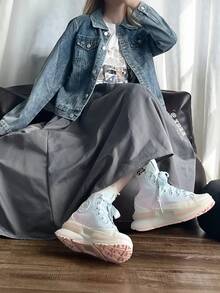 Converse Run Star Legacy CX Comfortable Versatile High-Top Sneakers, Women, White/Pink/Blue - White Powder Blue - View 9