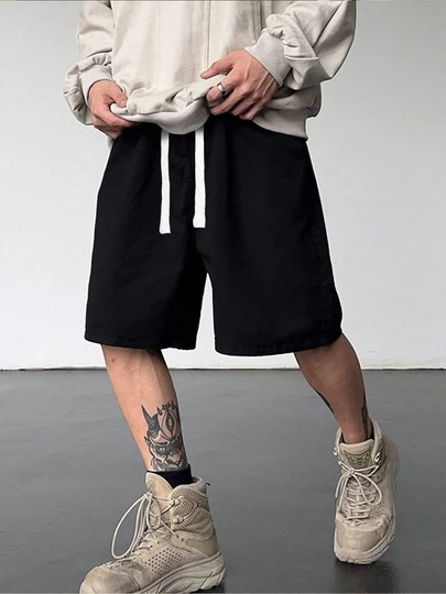 Pantaloni scurți casual tricotați pentru bărbați, 1 buc., stil sport și de agrement, potriviți pentru ținute de plajă, versatili la modă, stil casual de vară, unisex, disponibile în mai multe culori