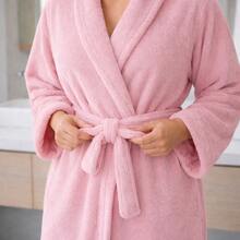 Corttex Microfiber Bathrobe - Premium Comfort And High Absorption - Warm And Super Soft Bathrobe - Baby Pink - View 3