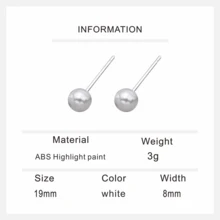 1pair Simple And Elegant High Glossy Pearl Stud Earrings For Ear Piercings, Versatile And Suitable For Daily Wear - White - View 7