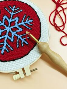 Large Wooden Handle Awl, Wooden Punch Needle Tool, Embroidery Punch Needle Tool, DIY Sewing Craft Tool, With Threader Included - Large Wooden Handle Needle Fixing Head - View 3