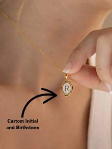 1 Pc Personalized Retro Minimalist Wedding Accessories, Letters A-Z Available, Birthstones To Prevent Fading. - Multicolor - View 1