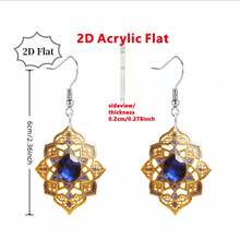 Bohemian Floral 2D Acrylic Printing Earrings – Blue Gem Design, Luxury Gifts For Women - Multicolor - View 3