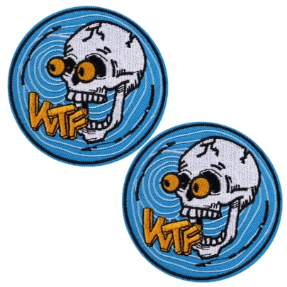 2个趣味骷髅刺绣贴片，可个性化熨烫装饰，适用于衣服、裤子、鞋子、包包、帽子