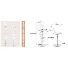 Set Of Two Modern Adjustable Bar Stools, Transparent Plastic Backrest, PU Leather Seat, Silver Metal Legs. Height Adjustable, 360° Swivel, Ideal For Kitchens And Small Dining Rooms. - Silver - View 6