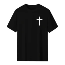 Christian Jesus Faith Overcomes Fear Bible Scripture Short Sleeve Men's Fabric Street Fashion T-Shirt Casual Street Sports Shirt Cyberpunk Style Fashion Summer 202 Men's Top Short Sleeves - 黑色 - 查看 2