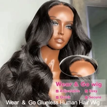 SHINEHAIR 7x5 Glueless Human Hair Wigs, Pre-Plucked And Pre-Cut, For Women, Brazilian Hair, 180% Density, Wavy, Human Hair Wigs With Transparent Lace Front, Pre-Plucked With Baby Hairs For Women - Natural Black - 查看 2
