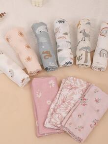 1pc Soft, Comfortable & Breathable Baby Swaddle Blanket With Printed Pattern, Oeko-Tex Certified - Multicolor - View 1