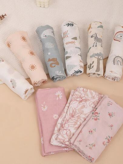 1pc Soft, Comfortable & Breathable Baby Swaddle Blanket With Printed Pattern, Oeko-Tex Certified