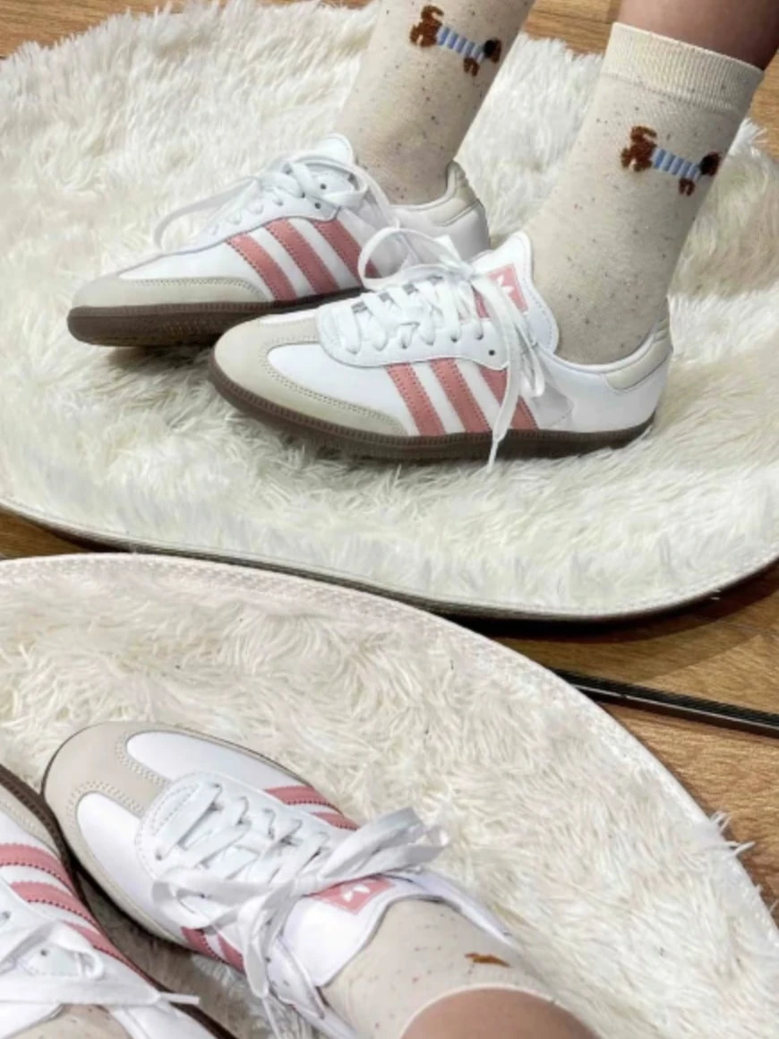 adidas originals SAMBA OG 百搭舒適薄底 耐磨 低筒 板鞋 女 白色 - 白色 - 查看 1