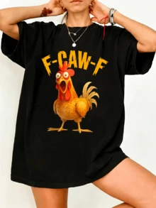 F-Caw-F Rooster Meme FCAWF Quote Funny Gift Black T-Shirt - màu đen - Xem 1
