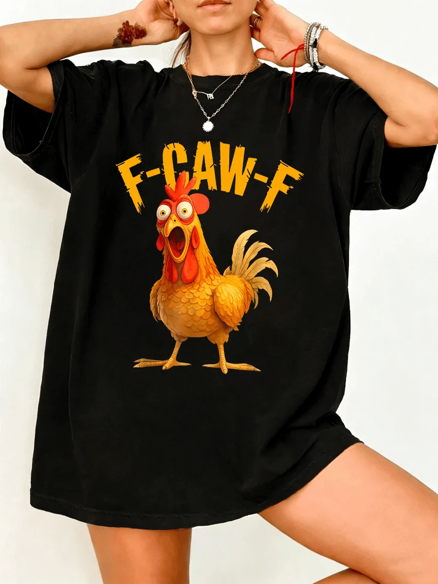 F-Caw-F Rooster Meme FCAWF Quote Funny Gift Black T-Shirt - màu đen - Xem 1