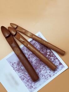 Large Wooden Crochet Hooks - 15mm, 20mm, 25mm Wooden Crochet Hooks, Suitable For Chunky Yarn, Used For Crocheting Giant Hooks, Ideal For Thick Blankets And Large Projects - Large Bead Crochet Hook In Carbonized Color - View 3