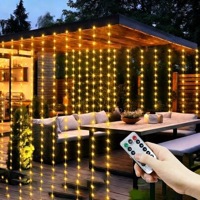 Birthday Party Decoration String Lights, Indoor & Outdoor Decor Lights, Holiday Lights, Wedding & Party Decor Lights, Romantic Bedroom Decor Lights, Valentine's Day Decor, Home Lighting, Fairy Wreath Lights, Curtain Lights With Remote Control 8 Modes, 4 Color Options, Patio Decor, Room Decor Lights, Camping Decor Lights, Christmas & Halloween Fairy Lights, Garden Decor Lights, Festival Lighting Decoration